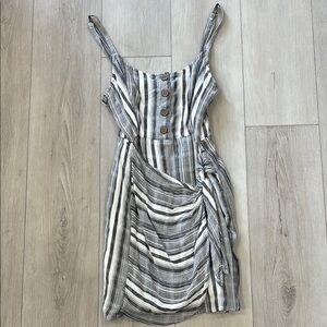 L*Space Gray and White Ruched Mini Sundress